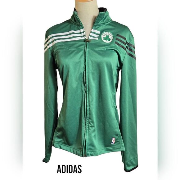 Adidas x NBA Boston Celtics Women's Zip Front Green Track Jacket - Picture 1 of 6
